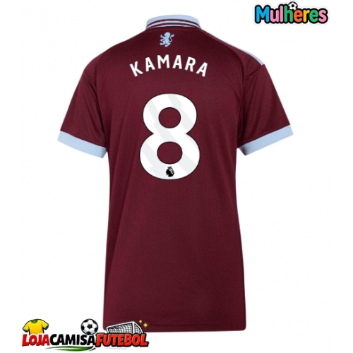 Camisa de Futebol Aston Villa Boubacar Kamara #8 Equipamento Principal Mulheres 2026-27 Manga Curta